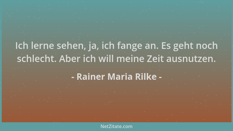 Rainer Maria Rilke - Ich lerne sehen, ja, ich fange an. Es geht noch schlecht. Aber ich will meine Zeit ausnutzen....