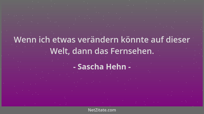 Sascha Hehn - Wenn ich etwas verändern könnte auf dieser Welt, dann das Fernsehen....