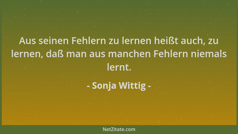 Sonja Wittig - Aus seinen Fehlern zu lernen heißt auch, zu lernen, daß man aus manchen Fehlern niemals lernt....