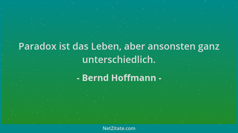 Bernd Hoffmann - Paradox ist das Leben, aber ansonsten ganz unterschiedlich....