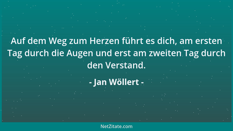 Jan Wöllert - Auf dem Weg zum Herzen führt es dich, am ersten Tag durch die Augen und erst am zweiten Tag durch den Verstan...