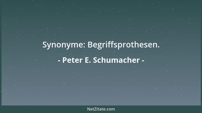 Peter E. Schumacher - Synonyme: Begriffsprothesen....