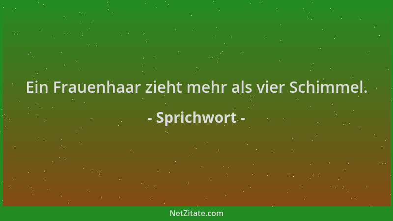 Sprichwort - Ein Frauenhaar zieht mehr als vier Schimmel....