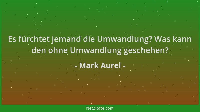 Mark Aurel - Es fürchtet jemand die Umwandlung? Was kann den ohne Umwandlung geschehen?...
