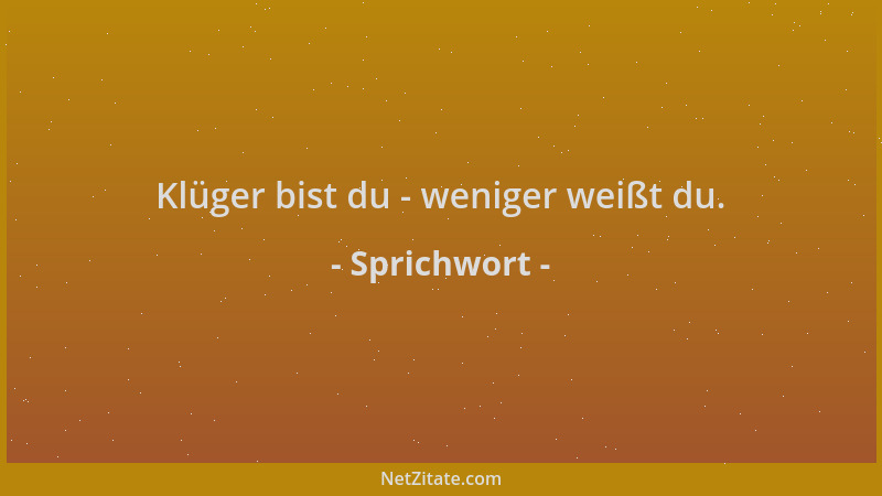Sprichwort - Klüger bist du - weniger weißt du....