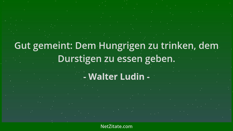 Walter Ludin - Gut gemeint: Dem Hungrigen zu trinken, dem Durstigen zu essen geben....