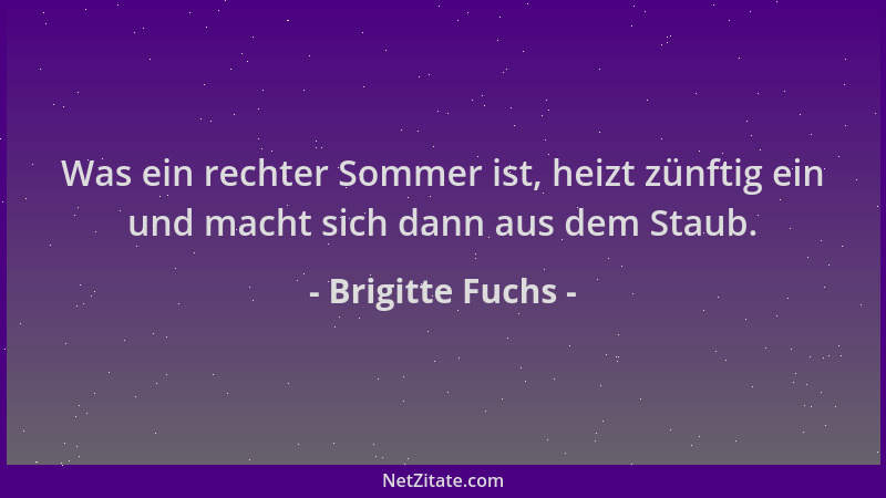 Brigitte Fuchs - Was ein rechter Sommer ist, heizt zünftig ein und macht sich dann aus dem Staub....