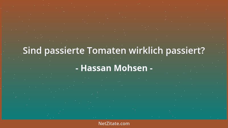 Hassan Mohsen - Sind passierte Tomaten wirklich passiert?...