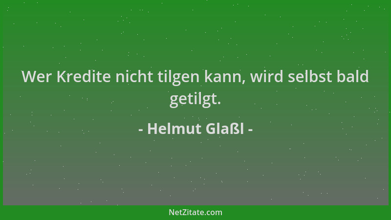 Helmut Glaßl - Wer Kredite nicht tilgen kann, wird selbst bald getilgt....