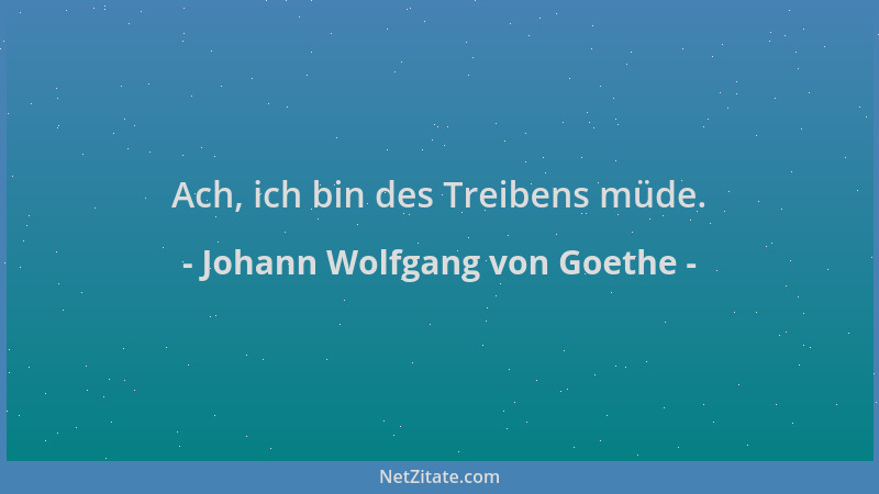 Johann Wolfgang von Goethe - Ach, ich bin des Treibens müde....