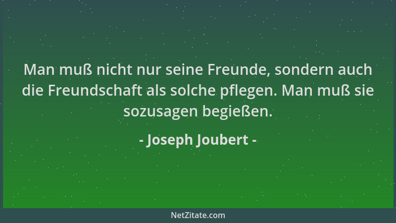 Joseph Joubert - Man muß nicht nur seine Freunde, sondern auch die Freundschaft als solche pflegen. Man muß sie sozusagen b...