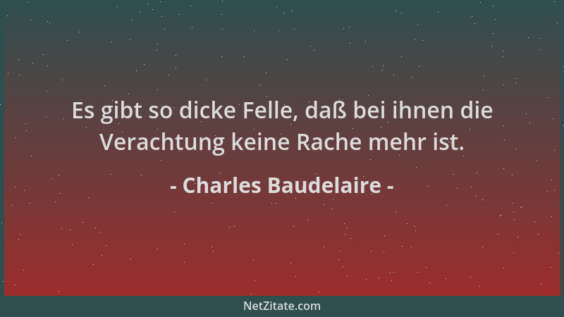 Charles Baudelaire - Es gibt so dicke Felle, daß bei ihnen die Verachtung keine Rache mehr ist....