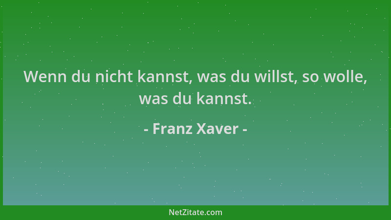 Franz Xaver - Wenn du nicht kannst, was du willst, so wolle, was du kannst....