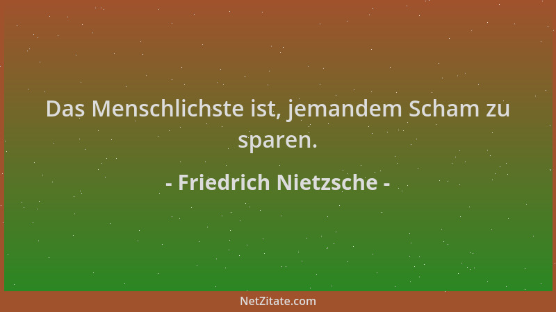 Friedrich Nietzsche - Das Menschlichste ist, jemandem Scham zu sparen....