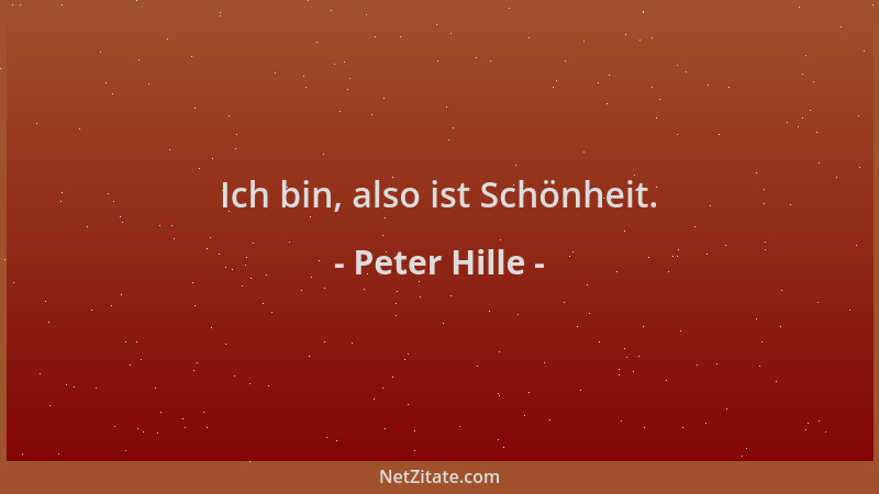 Peter Hille - Ich bin, also ist Schönheit....