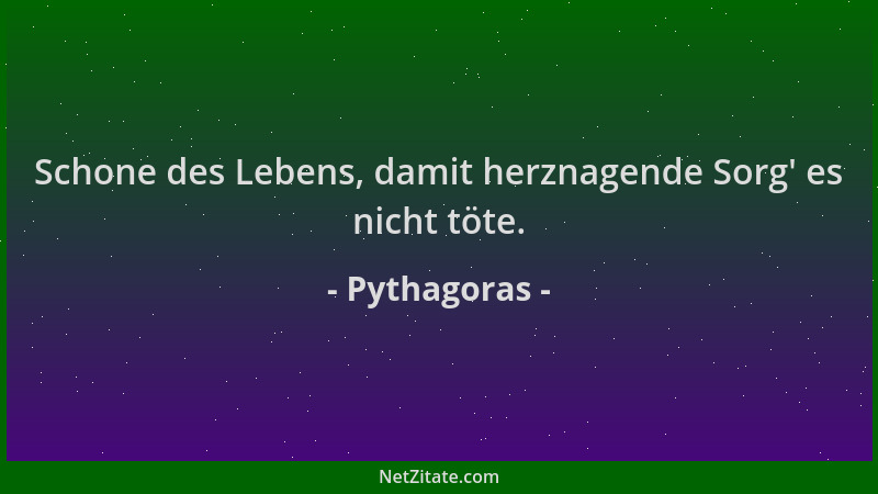 Pythagoras - Schone des Lebens, damit herznagende Sorg ' es nicht töte....