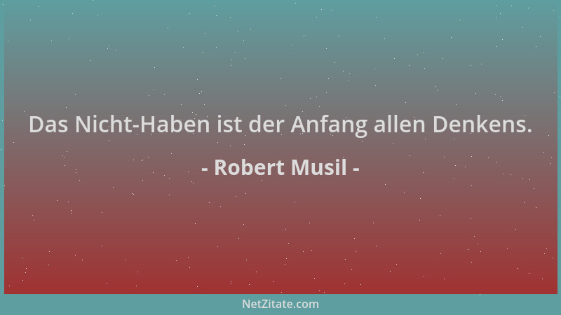 Robert Musil - Das Nicht-Haben ist der Anfang allen Denkens....