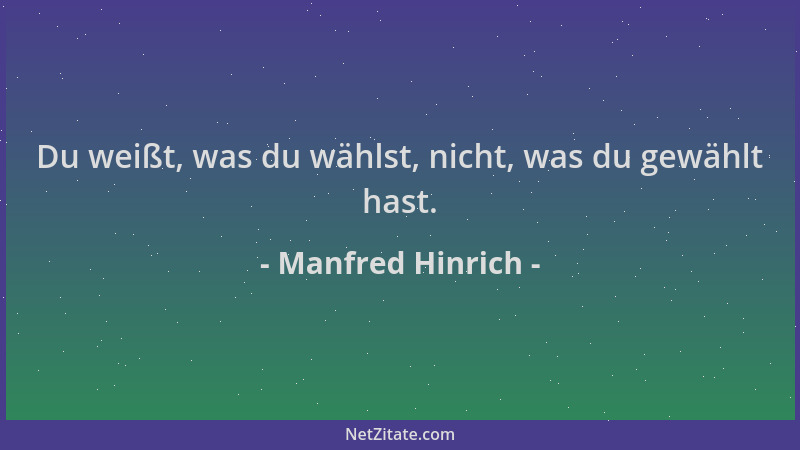 Manfred Hinrich - Du weißt, was du wählst, nicht, was du gewählt hast....
