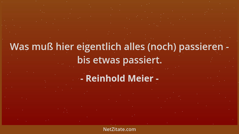 Reinhold Meier - Was muß hier eigentlich alles (noch) passieren - bis etwas passiert....