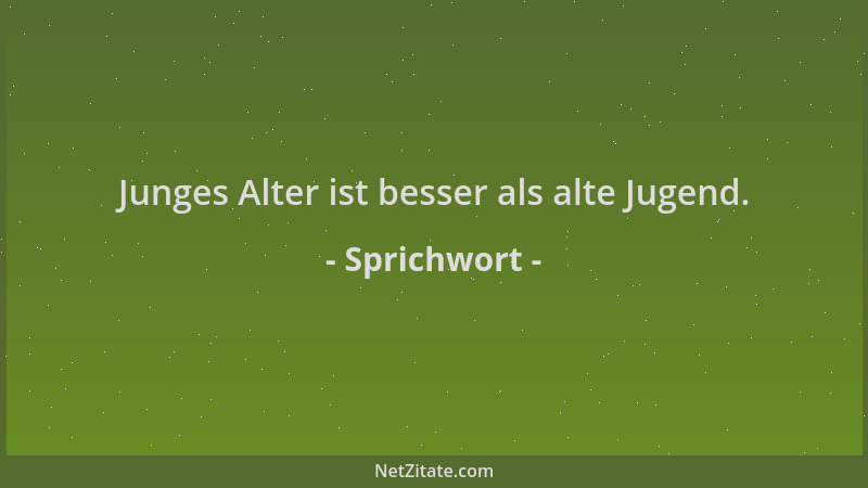 Sprichwort - Junges Alter ist besser als alte Jugend....