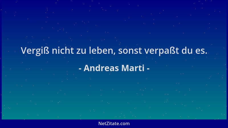 Andreas Marti - Vergiß nicht zu leben, sonst verpaßt du es....
