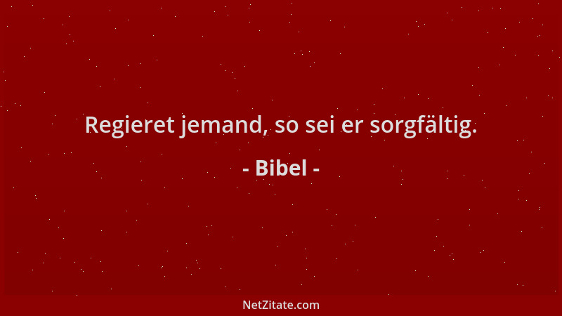 Bibel - Regieret jemand, so sei er sorgfältig....