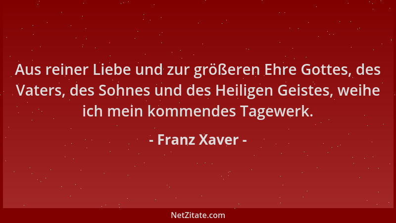 Franz Xaver - Aus reiner Liebe und zur größeren Ehre Gottes, des Vaters, des Sohnes und des Heiligen Geistes, weihe ich mei...
