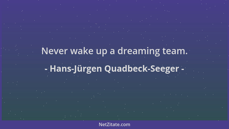 Hans-Jürgen Quadbeck-Seeger - Never wake up a dreaming team....
