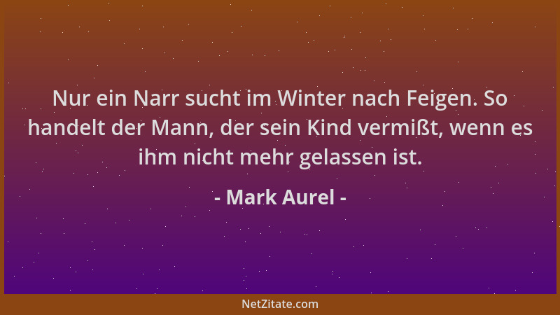 Mark Aurel - Nur ein Narr sucht im Winter nach Feigen. So handelt der Mann, der sein Kind vermißt, wenn es ihm nicht mehr g...