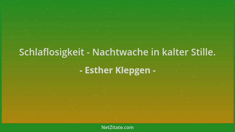 Esther Klepgen - Schlaflosigkeit - Nachtwache in kalter Stille....