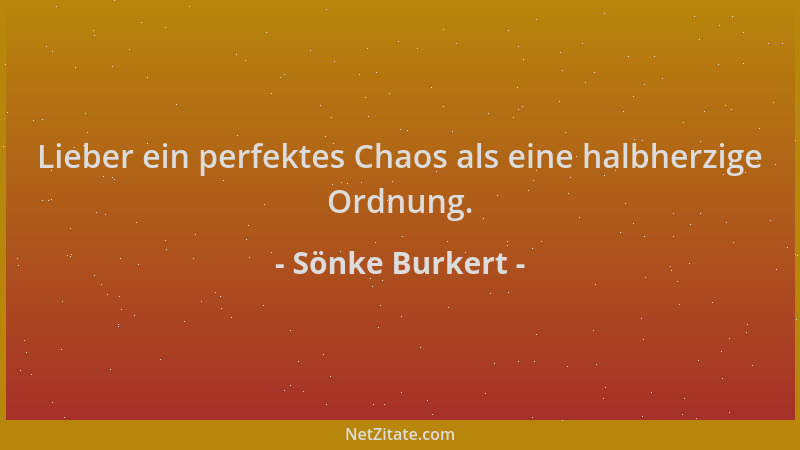 Sönke Burkert - Lieber ein perfektes Chaos als eine halbherzige Ordnung....