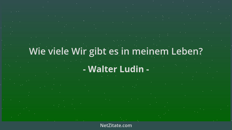 Walter Ludin - Wie viele Wir gibt es in meinem Leben?...