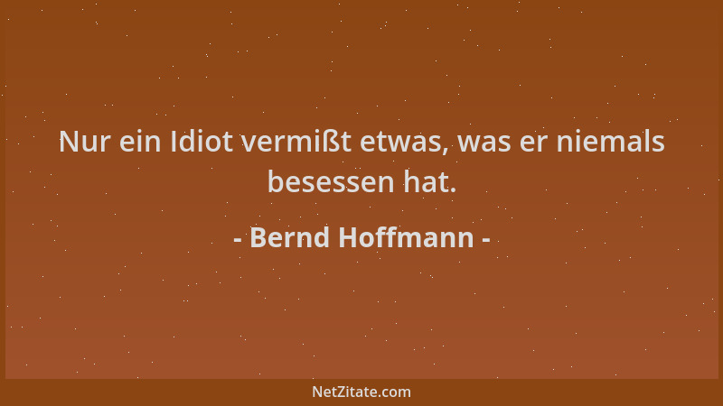 Bernd Hoffmann - Nur ein Idiot vermißt etwas, was er niemals besessen hat....