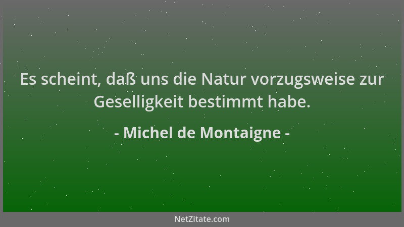 Michel de Montaigne - Es scheint, daß uns die Natur vorzugsweise zur Geselligkeit bestimmt habe....