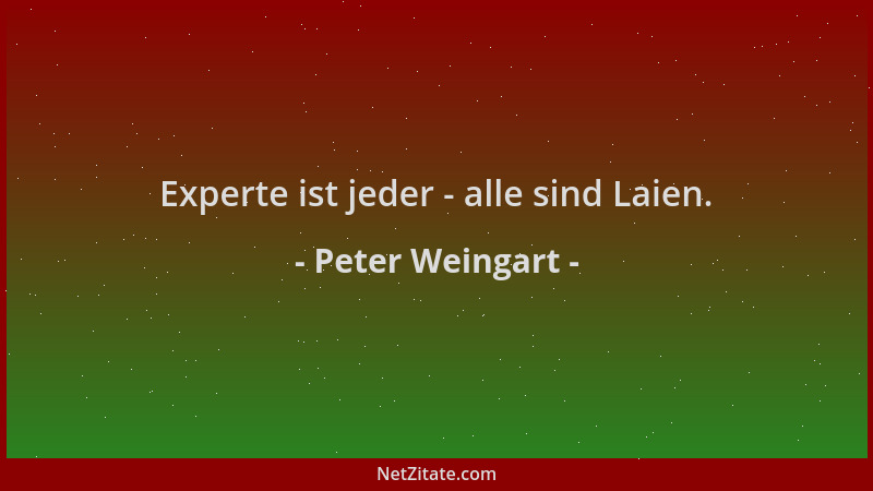 Peter Weingart - Experte ist jeder - alle sind Laien....