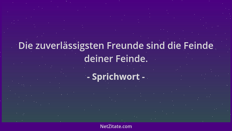 Sprichwort - Die zuverlässigsten Freunde sind die Feinde deiner Feinde....