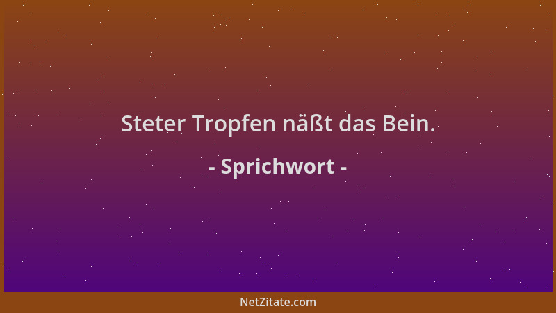 Sprichwort - Steter Tropfen näßt das Bein....