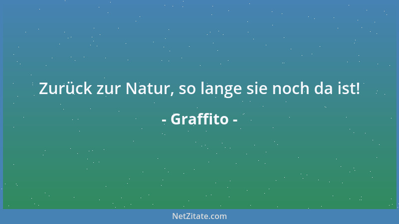 Graffito - Zurück zur Natur, so lange sie noch da ist!...