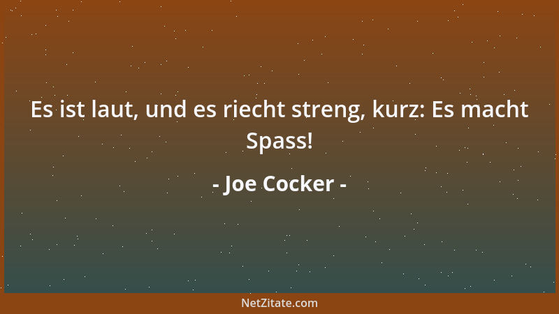 Joe Cocker - Es ist laut, und es riecht streng, kurz: Es macht Spass!...