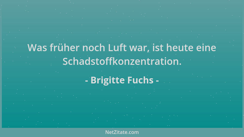 Brigitte Fuchs - Was früher noch Luft war, ist heute eine Schadstoffkonzentration....