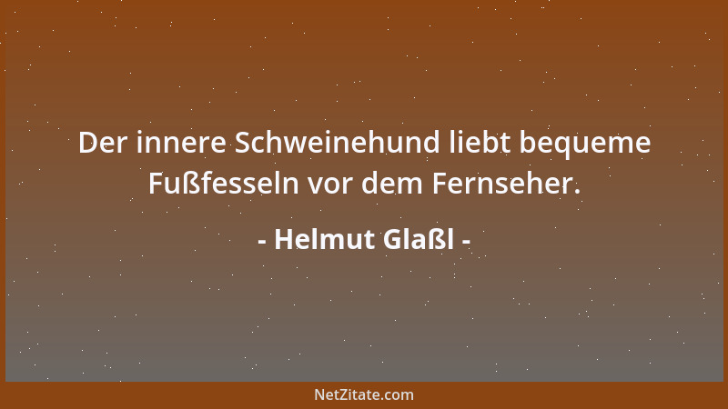 Helmut Glaßl - Der innere Schweinehund liebt bequeme Fußfesseln vor dem Fernseher....