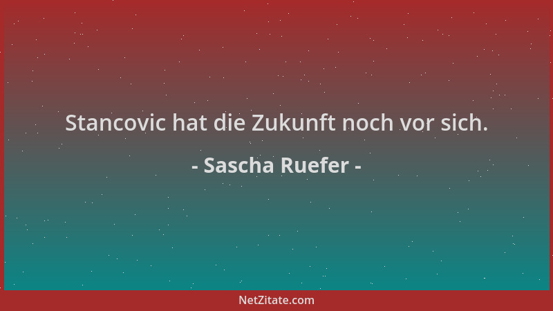 Sascha Ruefer - Stancovic hat die Zukunft noch vor sich....