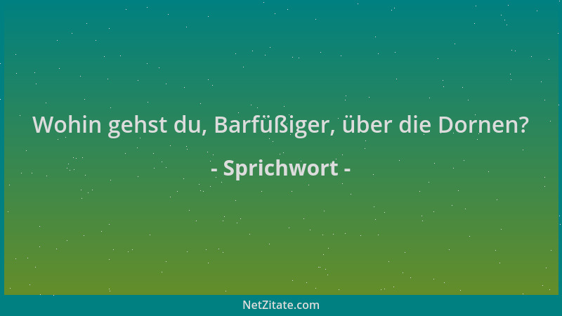 Sprichwort - Wohin gehst du, Barfüßiger, über die Dornen?...