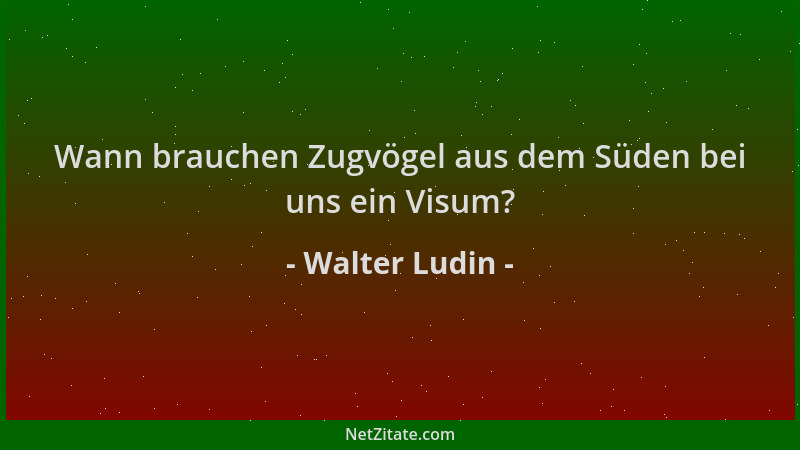 Walter Ludin - Wann brauchen Zugvögel aus dem Süden bei uns ein Visum?...
