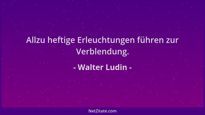 Walter Ludin - Allzu heftige Erleuchtungen führen zur Verblendung....