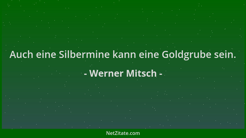 Werner Mitsch - Auch eine Silbermine kann eine Goldgrube sein....