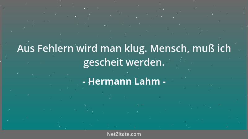 Hermann Lahm - Aus Fehlern wird man klug. Mensch, muß ich gescheit werden....