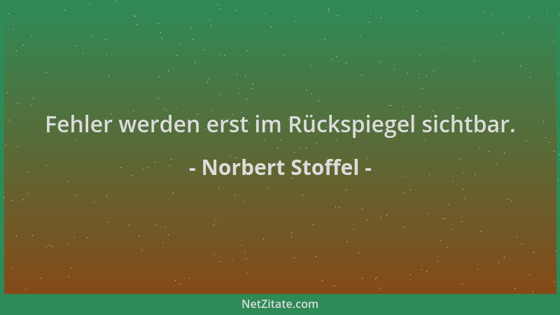 Norbert Stoffel - Fehler werden erst im Rückspiegel sichtbar....