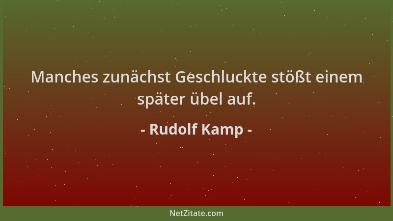Rudolf Kamp - Manches zunächst Geschluckte stößt einem später übel auf....