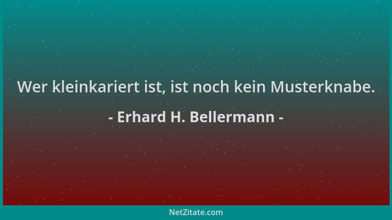 Erhard H. Bellermann - Wer kleinkariert ist, ist noch kein Musterknabe....